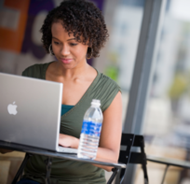 One woman with a laptop