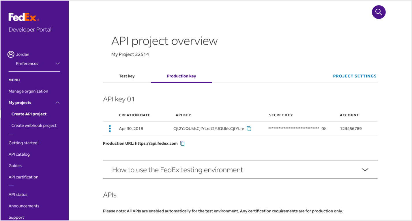 API project overview after steps