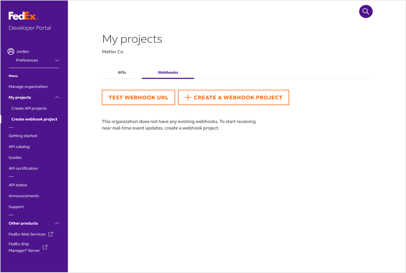 screenshot of create a webhook page